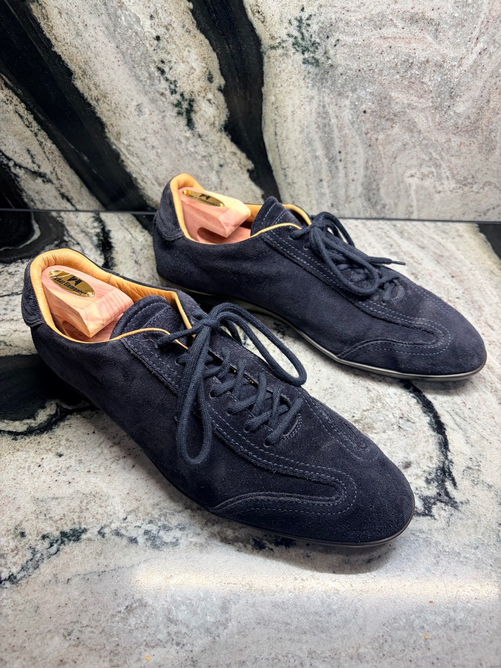 Santoni Black Suede Sneakers Made in Italy UK 9.5 US 10 EU 43.5 Luxury